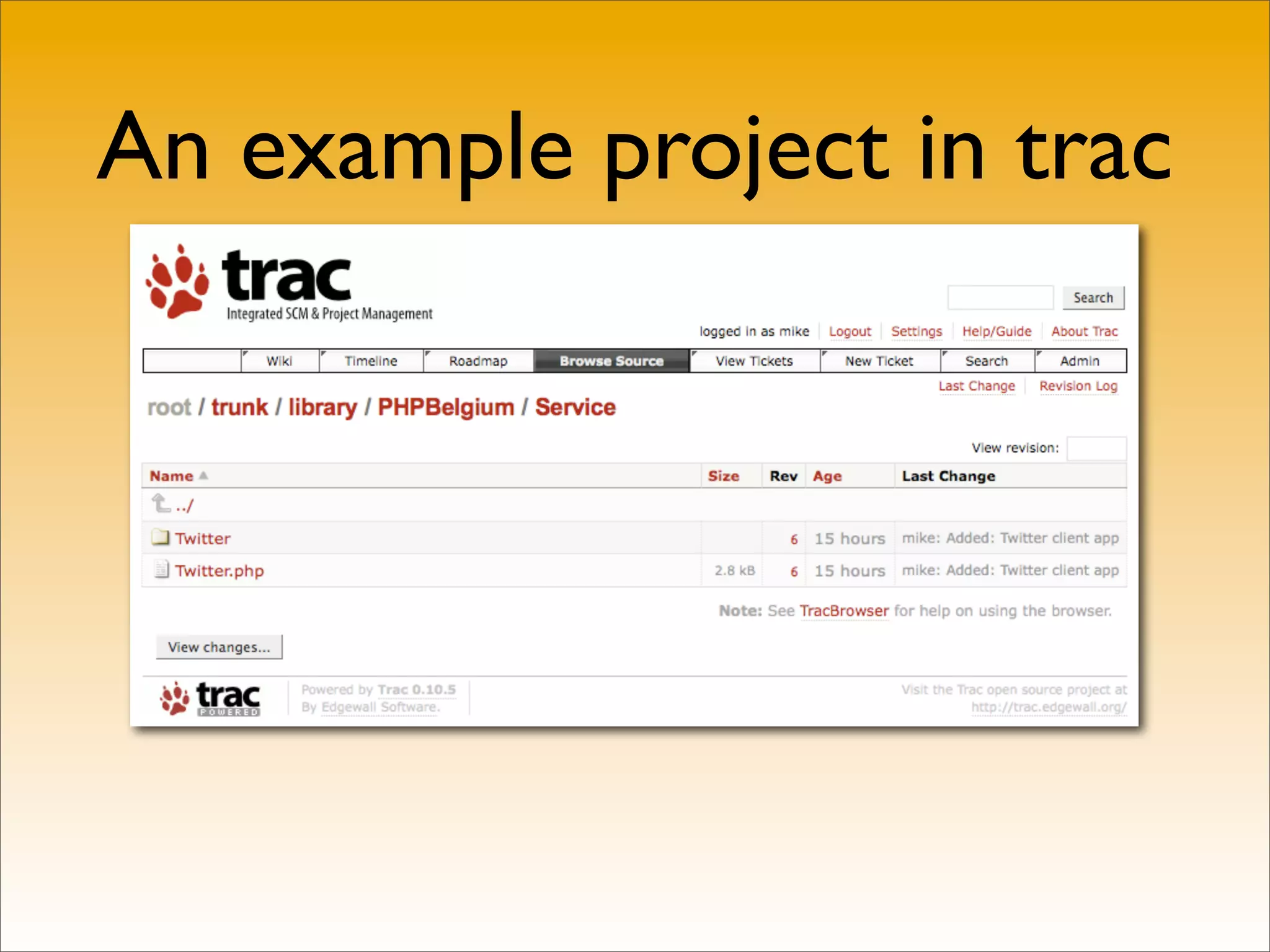 An example project in trac
 