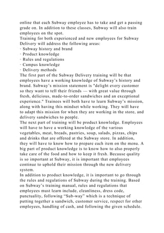 Subway Task Checklist Subway 7TABLE OF CONTENTSI. EXECUTIVE SUMMARY .docx