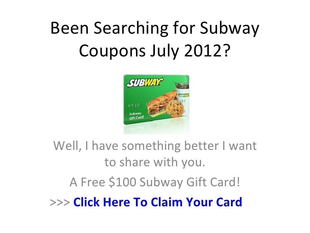 subway coupons july 2012