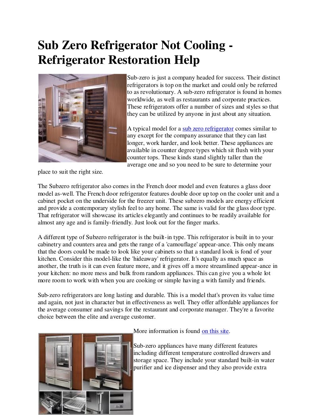 Sub zero refrigerator not cooling