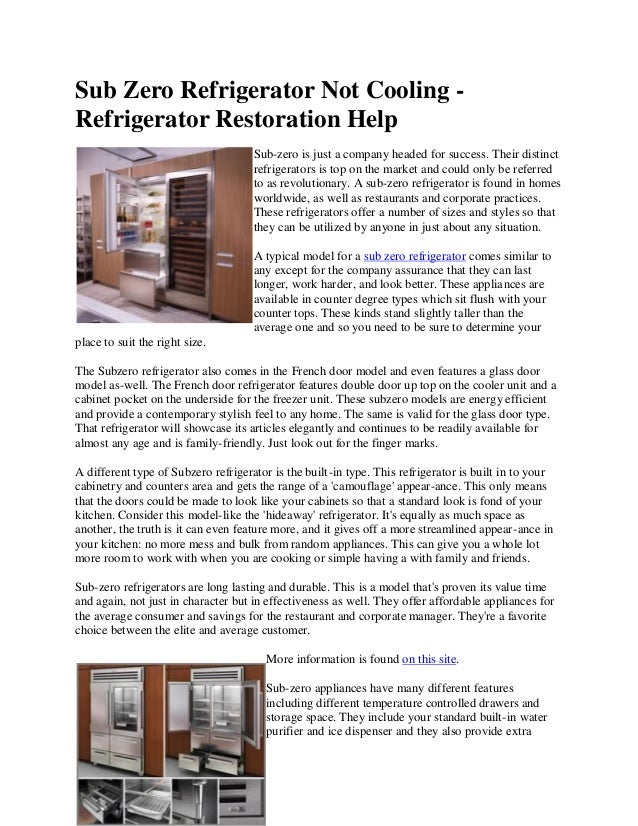 Sub zero refrigerator not cooling