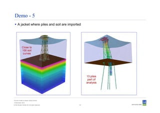Demo - 5
      A jacket where piles and soil are imported




Convert model to Sesam GeniE format
3 December 2012
© Det Norske Veritas AS. All rights reserved.   19
 