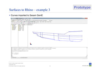 Surfaces to Rhino – example 3
      Curves imported to Sesam GeniE




Convert model to Sesam GeniE format
3 December 2012
© Det Norske Veritas AS. All rights reserved.   52
 