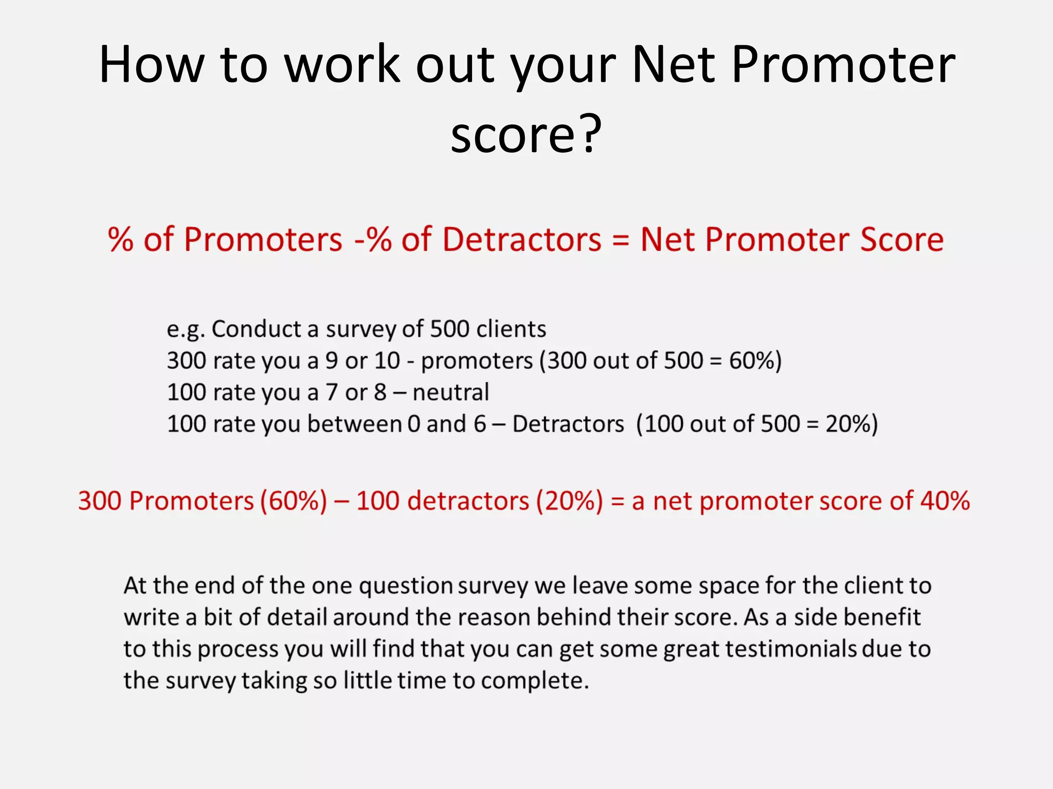 How to work out your Net Promoter
score?
 