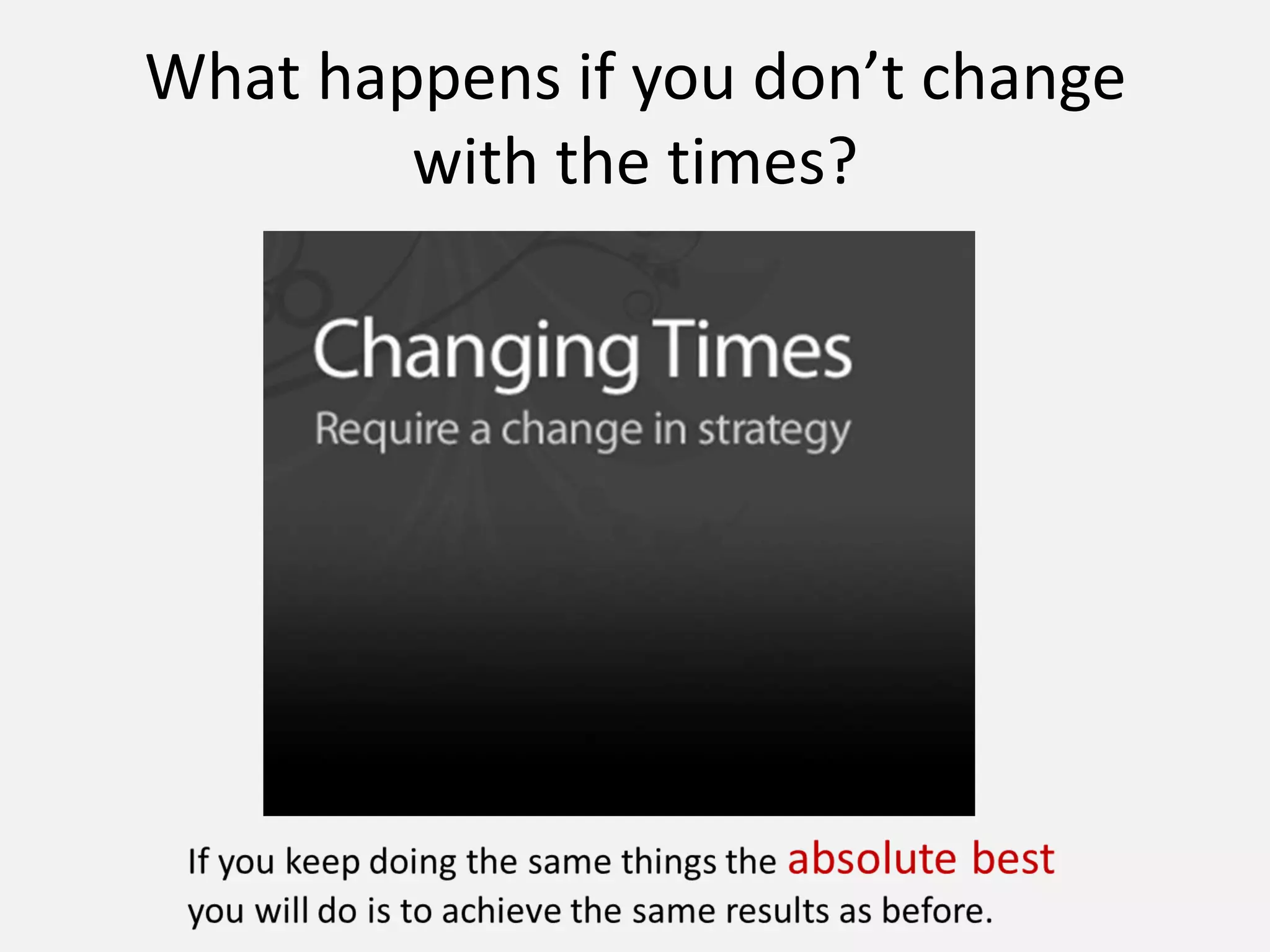 What happens if you don’t change
with the times?
 