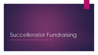 Succellerator Fundraising
TIME NORMALIZED FUNDRAISING DATA ANALYSIS
 