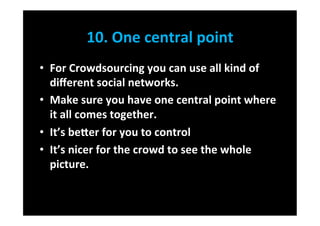 10 tips for Successful Crowdsourcing