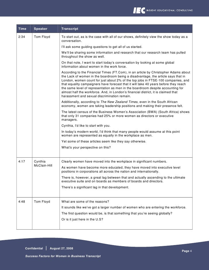 Success Factors For Women In Business Transcript