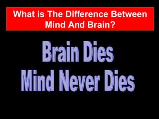 What is The Difference Between Mind And Brain? Brain Dies  Mind Never Dies 