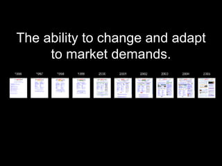 <ul><li>The ability to change and adapt to market demands. </li></ul>