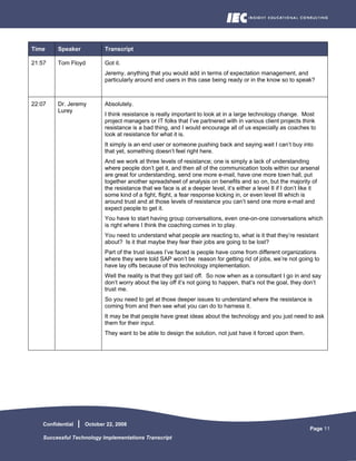 Successful Technology Implementations Transcript