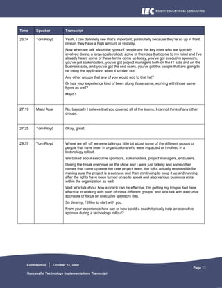 Successful Technology Implementations Transcript