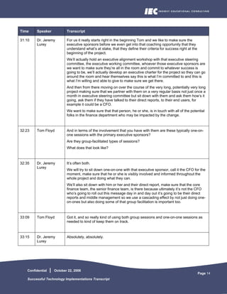 Successful Technology Implementations Transcript