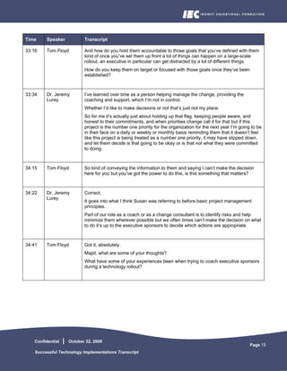 Successful Technology Implementations Transcript