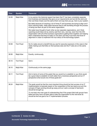 Successful Technology Implementations Transcript