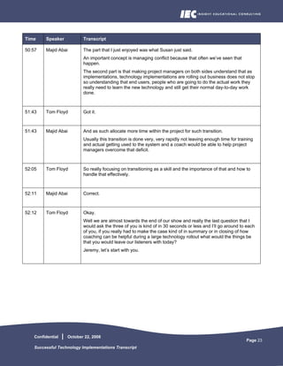 Successful Technology Implementations Transcript