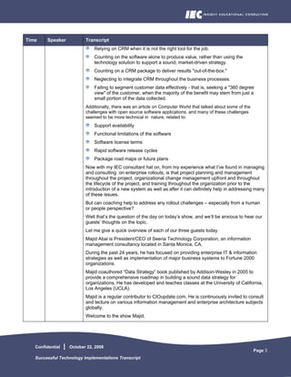 Successful Technology Implementations Transcript