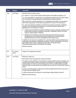 Successful Technology Implementations Transcript