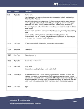 Successful Technology Implementations Transcript