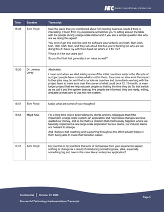 Successful Technology Implementations Transcript