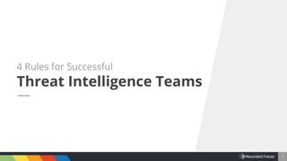 1
Threat Intelligence Teams
4 Rules for Successful
 