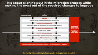 #webmigrations at #digitalolympus by @aleyda from @orainti
It’s about aligning SEO in the migration process while  
making...