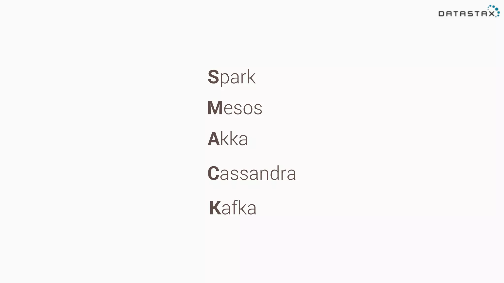 Spark
Mesos
Akka
Cassandra
Kafka
 
