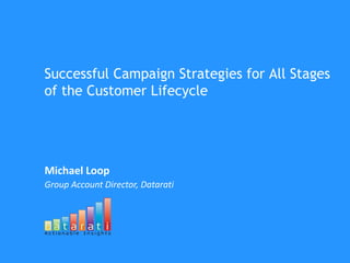 Successful Campaign Strategies for All Stages
of the Customer Lifecycle
Michael Loop
Group Account Director, Datarati
 