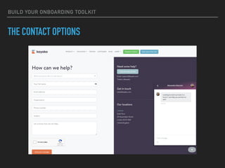 BUILD YOUR ONBOARDING TOOLKIT
THE CONTACT OPTIONS
 