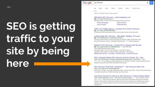 SEO is getting
traffic to your
site by being
here
 