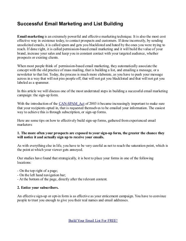 Successful Email Marketing and List Building
Email marketing is an extremely powerful and effective marketing technique. I...