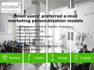 2003 L-Soft
Email users’ preferred e-mail
marketing personalization models
• Communication Control: Digests, Frequency
• Self-select content
• Name recognition
• Personal events & reminders
• Geographic relevance
• Account History
• Recognizing Lifestyle Preferences
• Purchasing Behavior
 