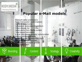  2003 L-Soft
Popular e-Mail models
• Discount sales promotions
• Sales transaction confirmations
• Account statements
• Scheduled corporate newsletters
• Press release list
• News alerts from Media outlets
• Time-based reminders
• E-mail discussion groups/ communities
• Product announcements
• Entertainment (humor, film clips)
• Online education courses
• Product user/support groups
• Auto-responders
 