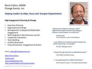 Successful execution on strategy & change-shem cohen-change events inc-jan 2014