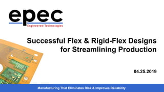 Manufacturing That Eliminates Risk & Improves Reliability
Successful Flex & Rigid-Flex Designs
for Streamlining Production
04.25.2019
 