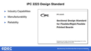 Manufacturing That Eliminates Risk & Improves Reliability
9
IPC 2223 Design Standard
 Industry Capabilities
 Manufacturability
 Reliability
 