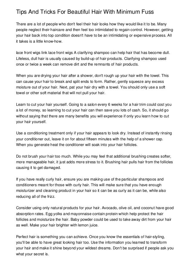 Tips And Tricks For Beautiful Hair With Minimum Fuss