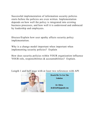 Successful implementation of information security policies starts be.docx