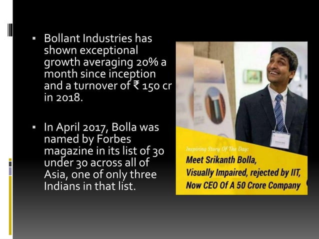 Successful indian entrepreneurs like srikanth bolla | PPTX