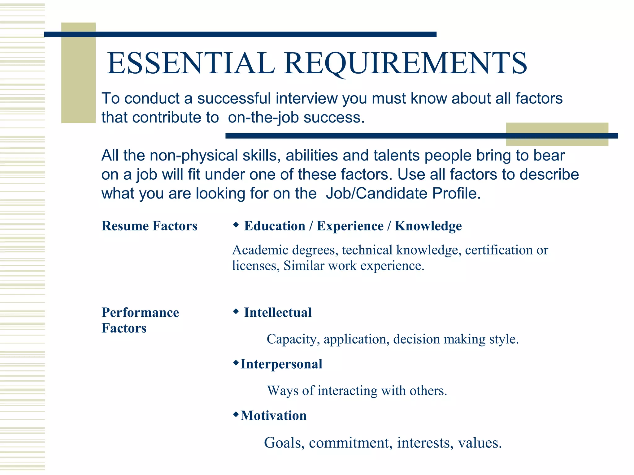 Successful interviewing (Behavioral Based Interviewing) | PPT