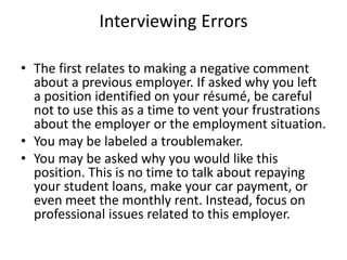 Repaying Error Successful interviewing | PPTX