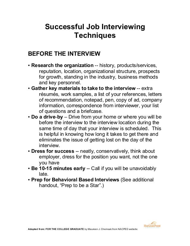 successful job interview techniques