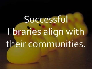 Successful
libraries align with
their communities.
 