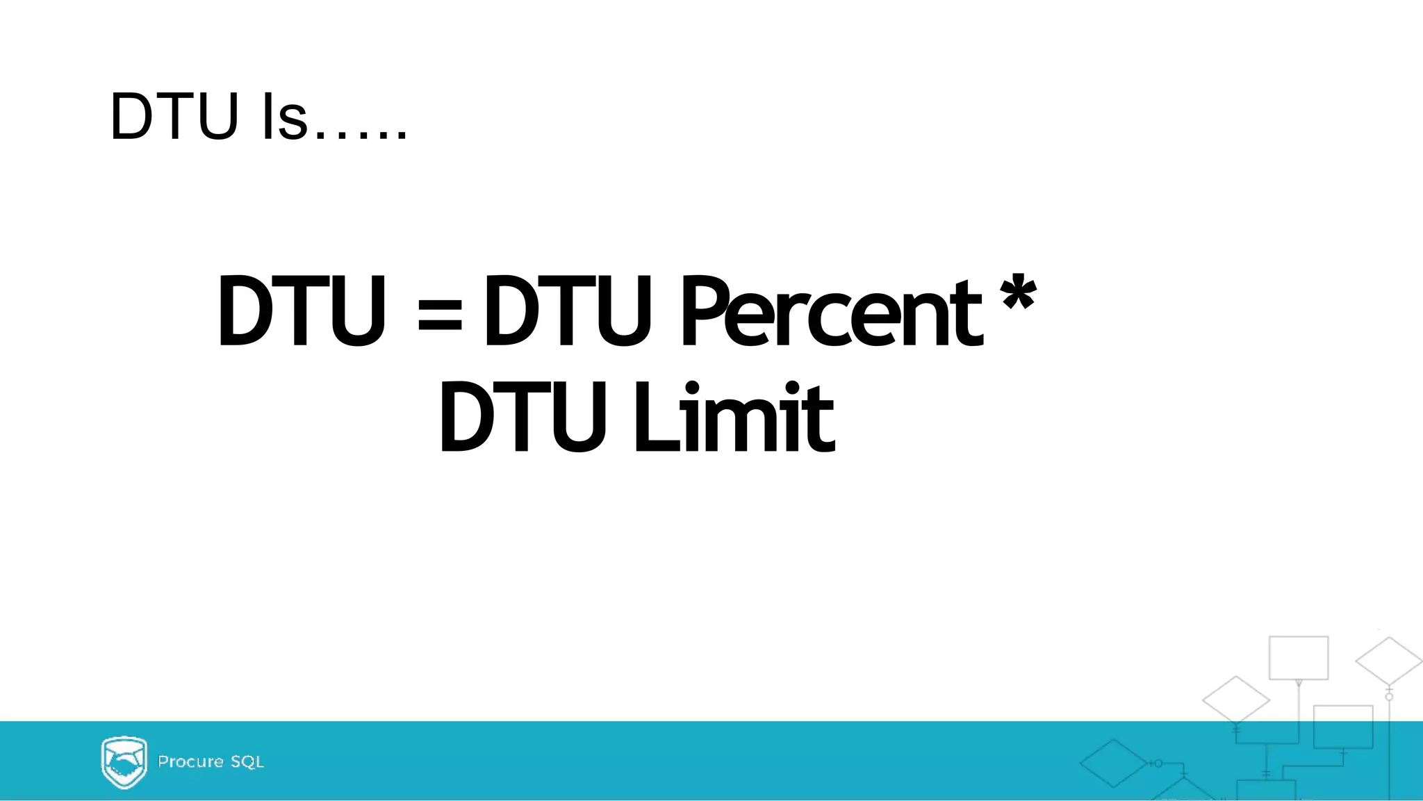 DTU Is….. DTU =DTU Percent* DTU Limit 