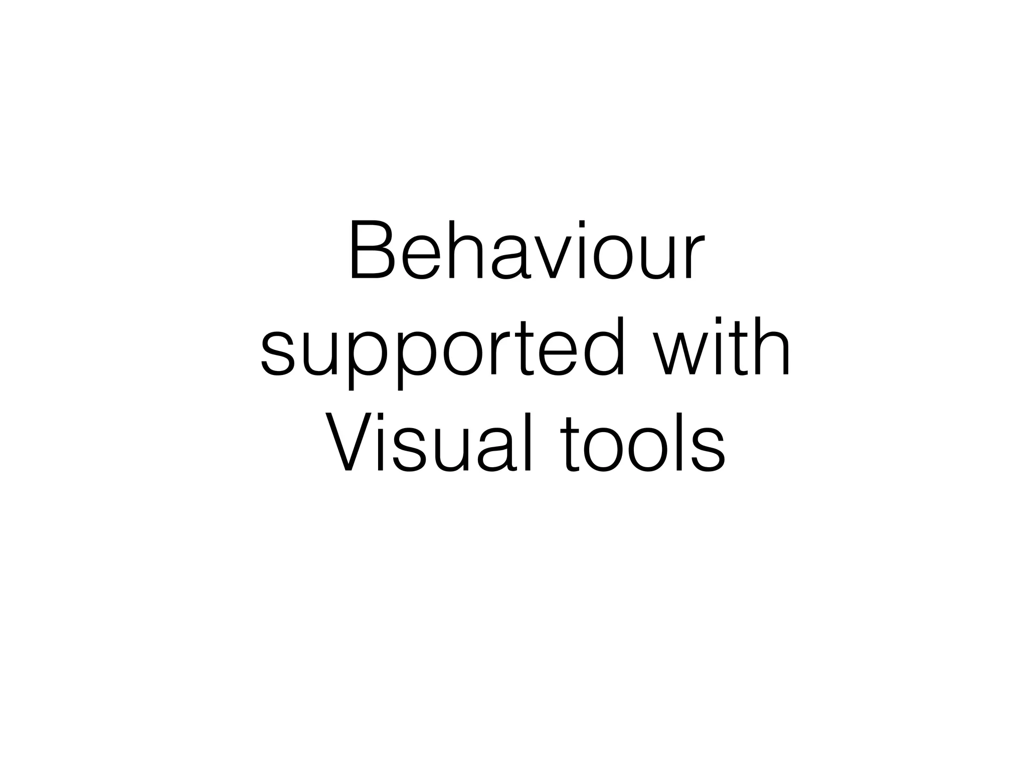 Behaviour
supported with
  Visual tools
 