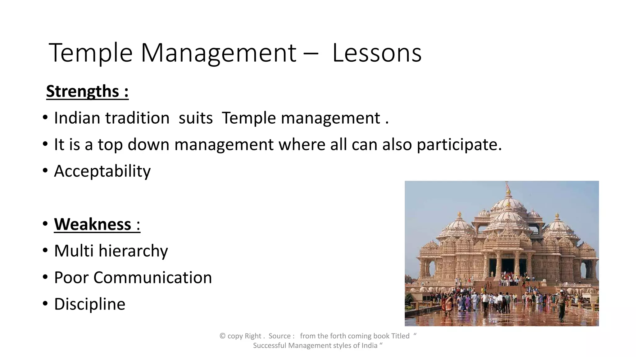 Successful management styles of india temple mnagment style | PPTX