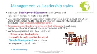Successful management styles of india temple mnagment style | PPTX
