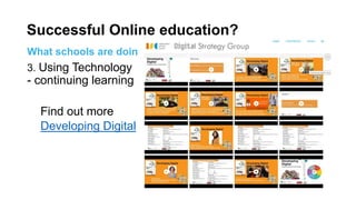 What schools are doing
3. Using Technology
- continuing learning
Find out more
Developing Digital
Successful Online education?
 
