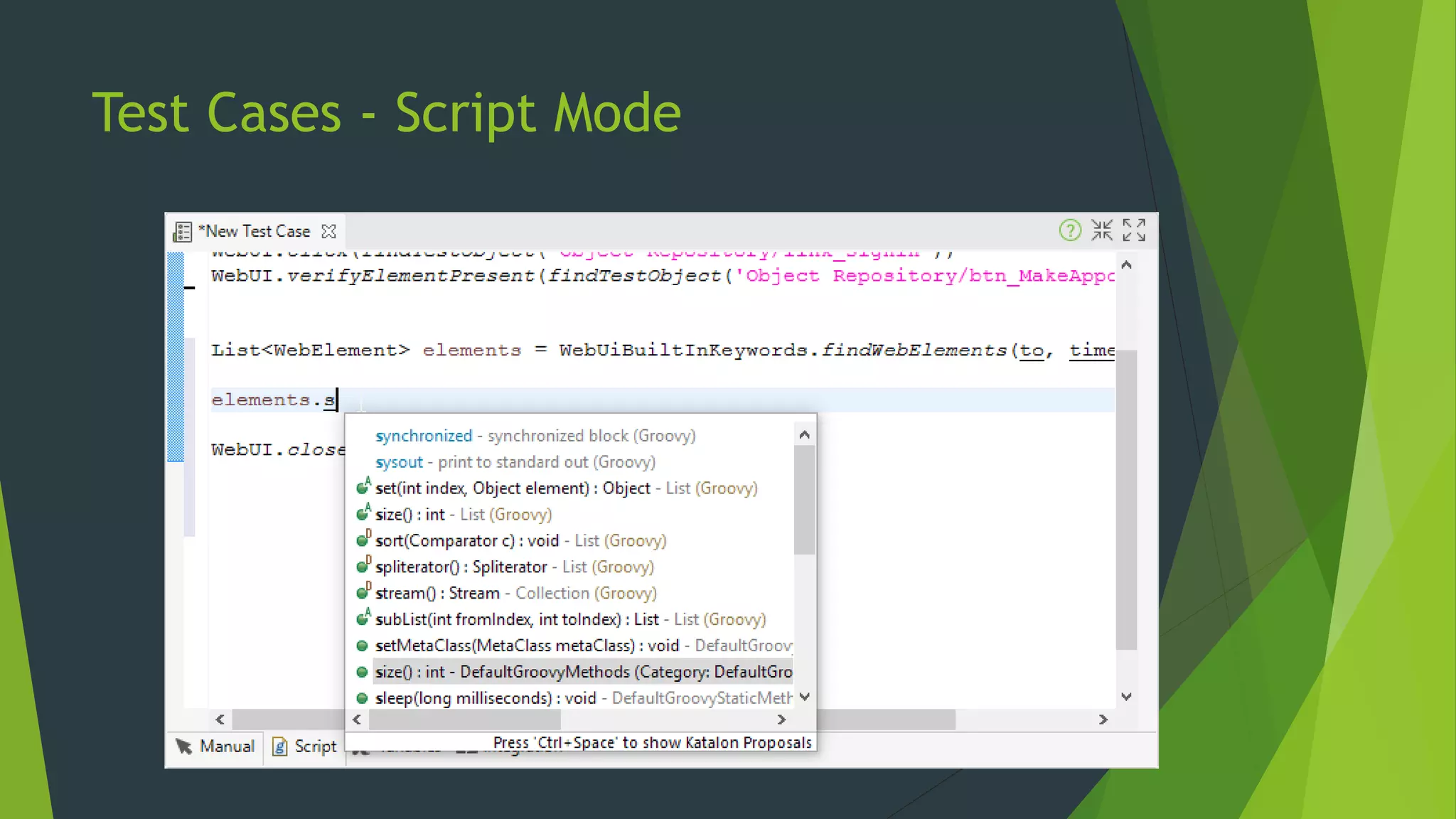 Test Cases - Script Mode
 