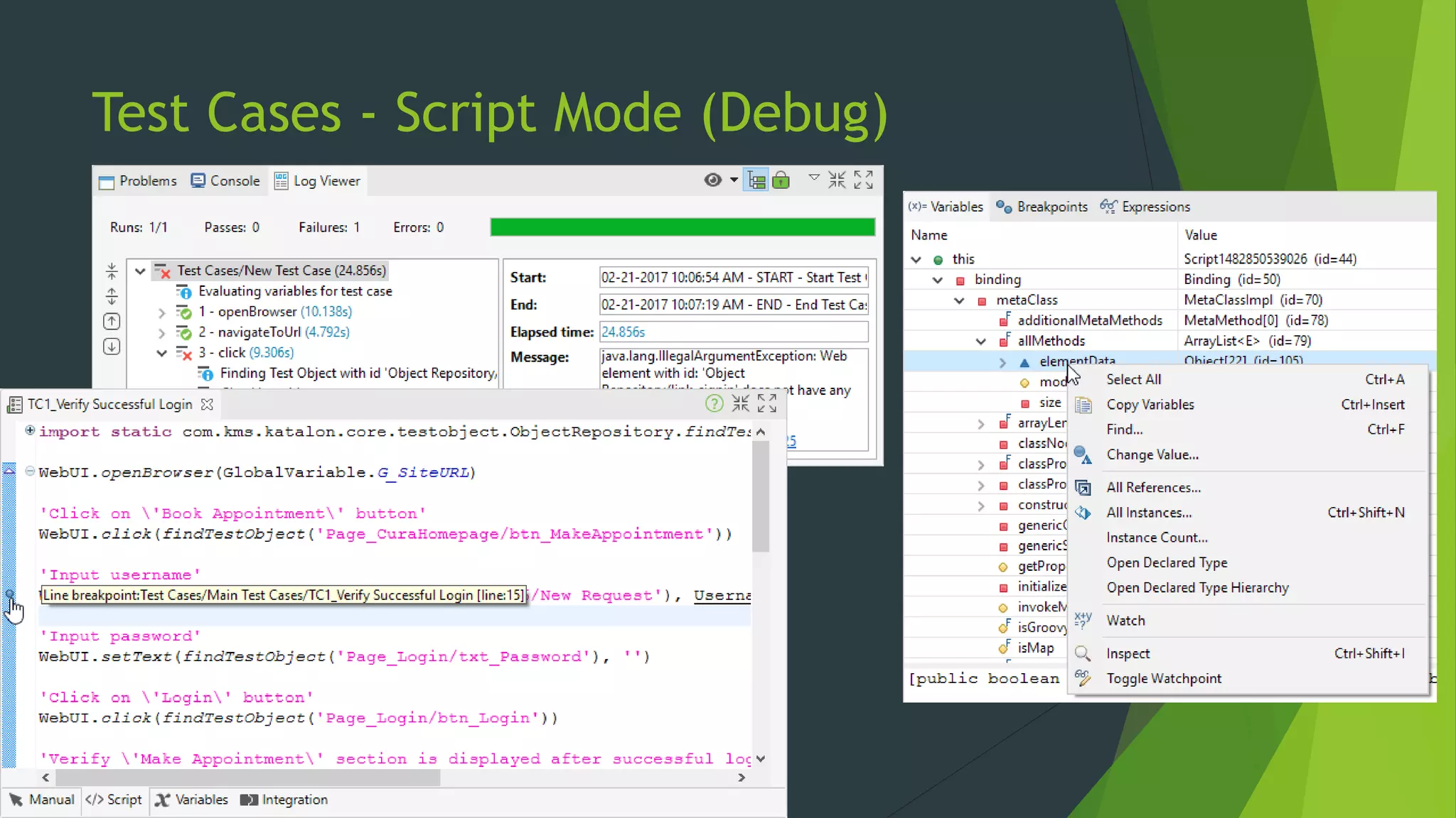 Test Cases - Script Mode (Debug)
 